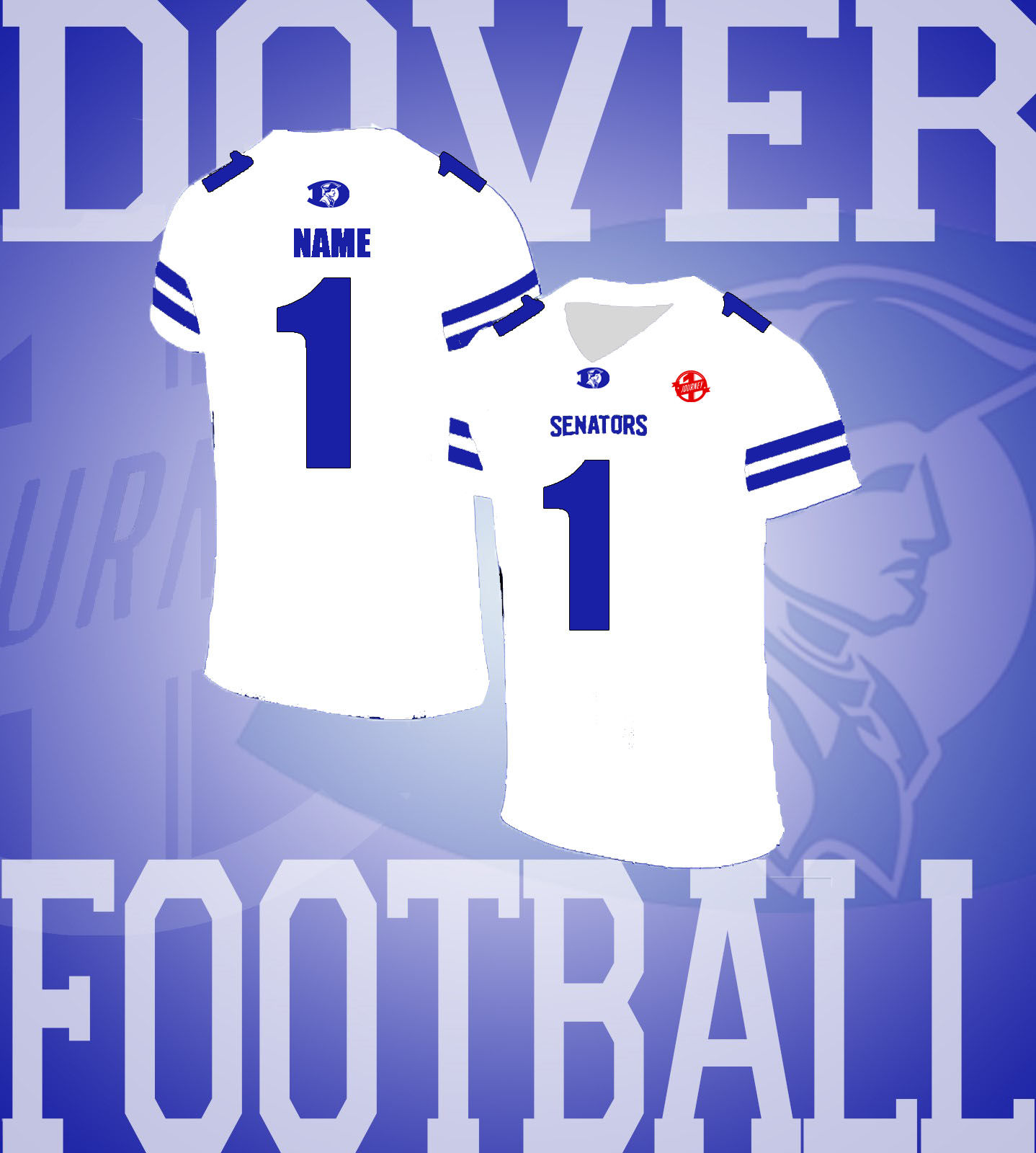 White Dover H.S Fan Jersey with name on back of Jersey