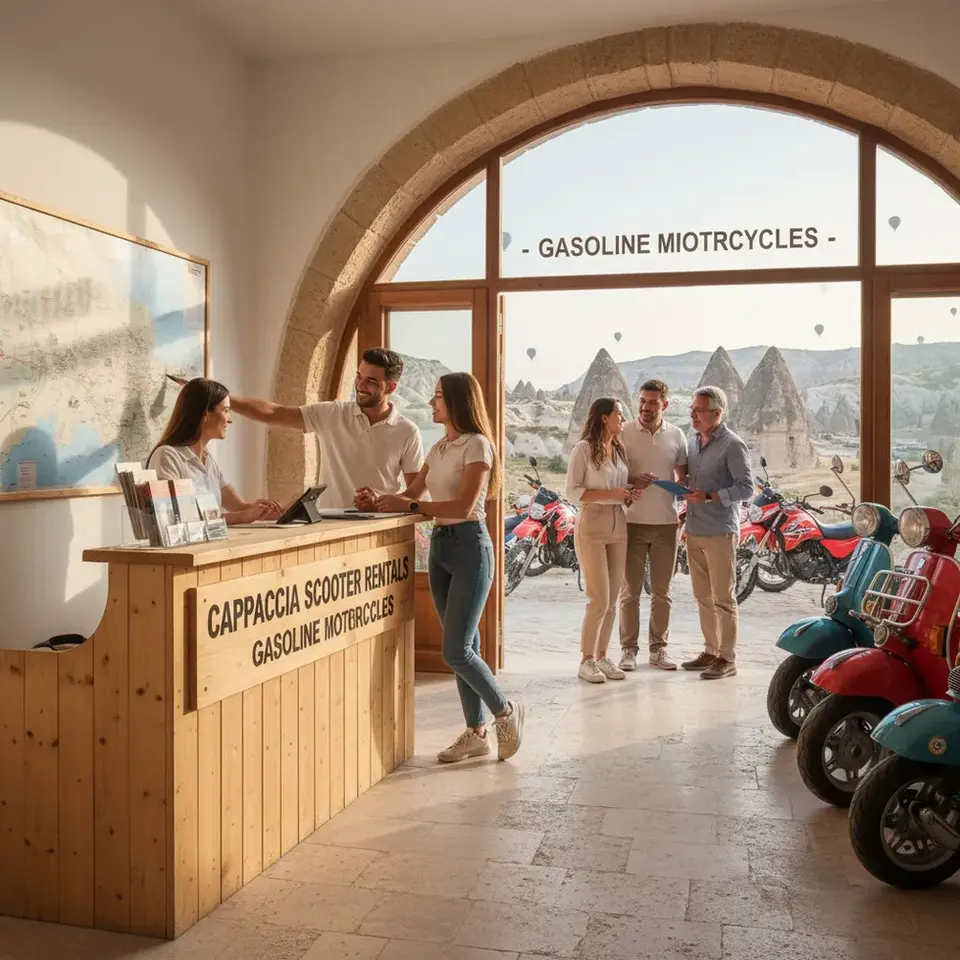 Motor scooter tour experience in Cappadocia fairy chimneys