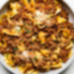 Pasta Bolognese with fresh herbs and spices