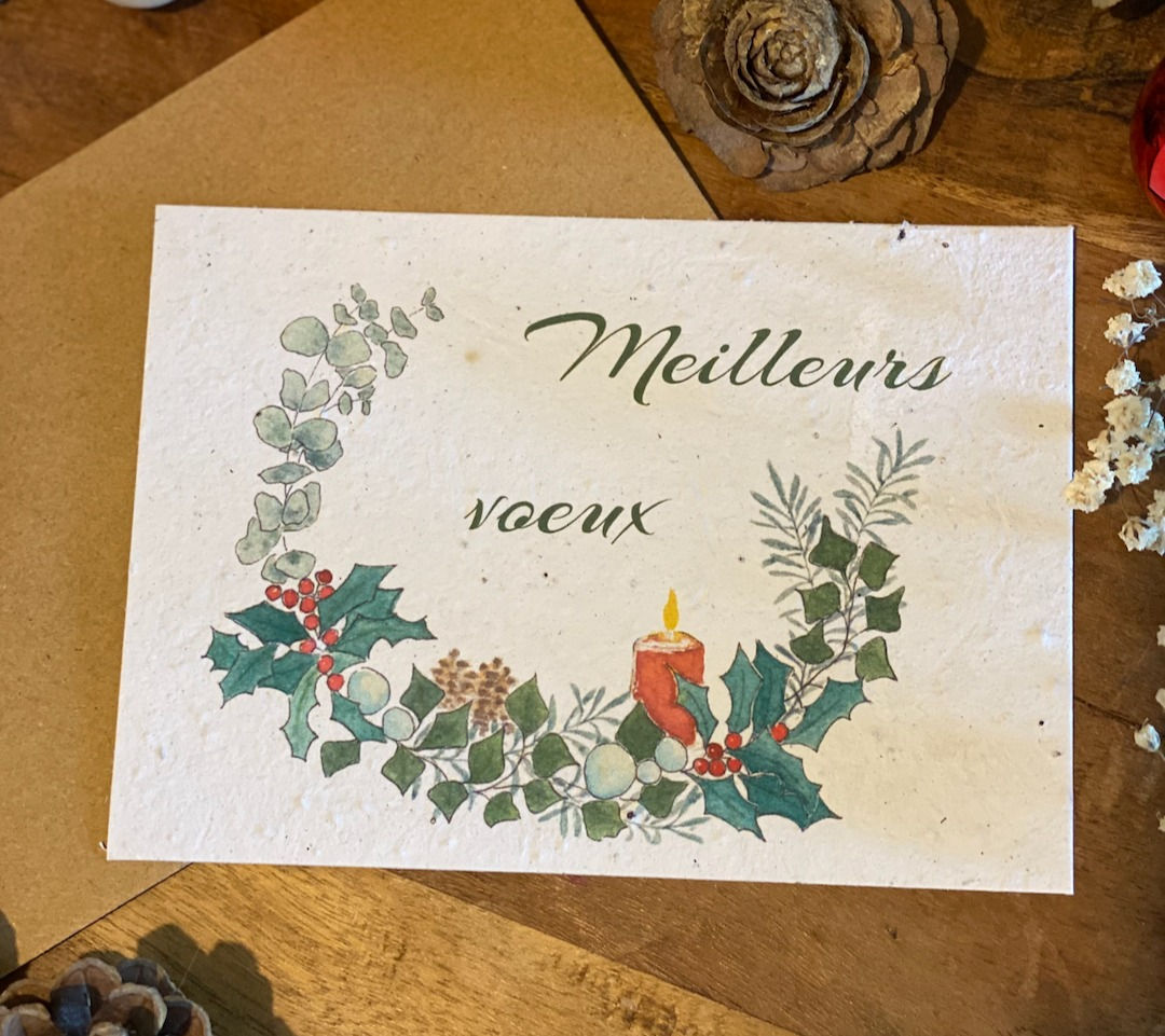 Carte de voeux ensemencée -Couronne et bougie