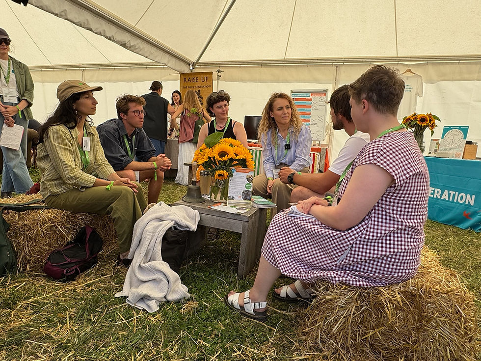 UK Climate Secretary, Katie White OBE, meets with Em Gen'rs in the Emergent Generation Tent at Groundswell 2026