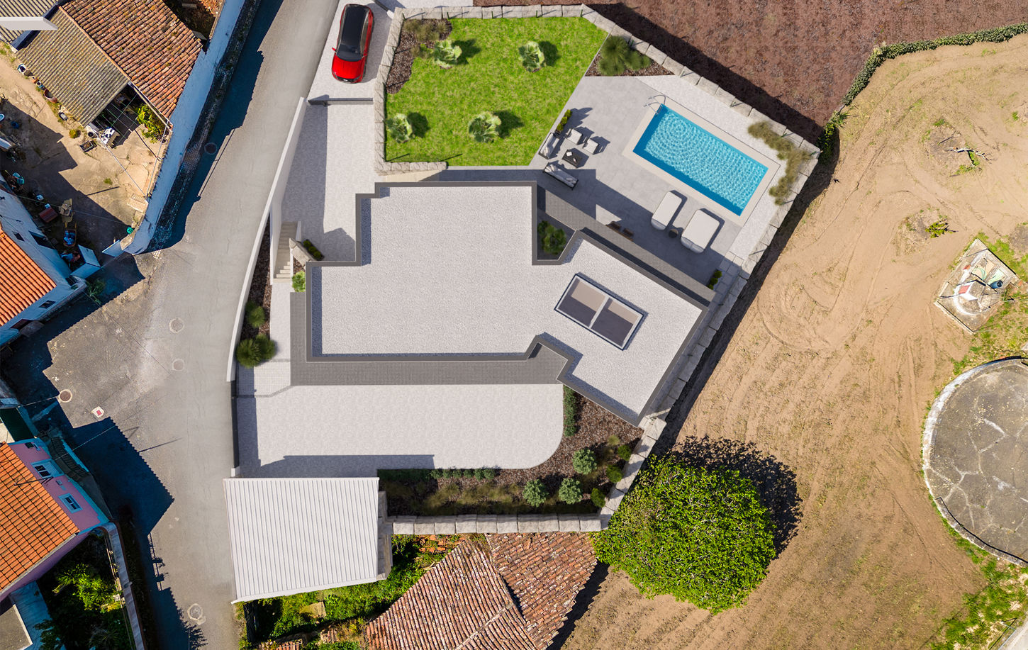 aerial view of the villa