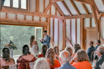 Wedding vows at Brookfield Barn Kent