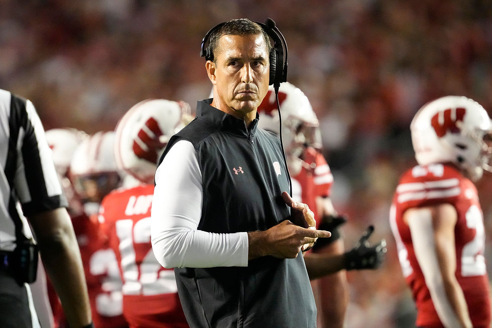 Wisconsin Badgers head coach Luke Fickell looks on during the second quarter against the Western Michigan Broncos at Camp Randall Stadium.