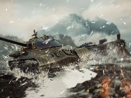 A tank in a war zone.