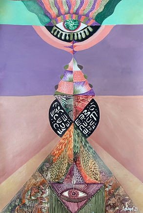 Eye in the Sky (Navajo Bloom) 2021_Oil,enamel,acrylic and acrylic pencil on paper_14.5 x 2