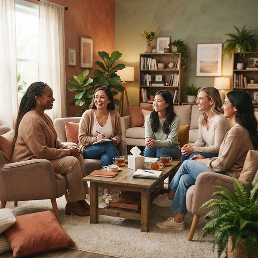 I need A mental health couseling image for women, make it warm and diverse fit my theme .j
