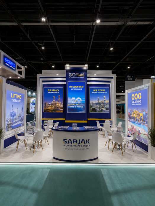Sarjak Container Lines exhibition stand designed by CrocusMind