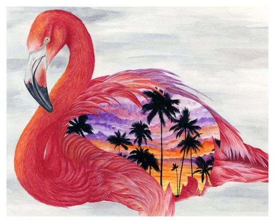 Tropical Flamingo Paradise - 8 x 10 +0.2