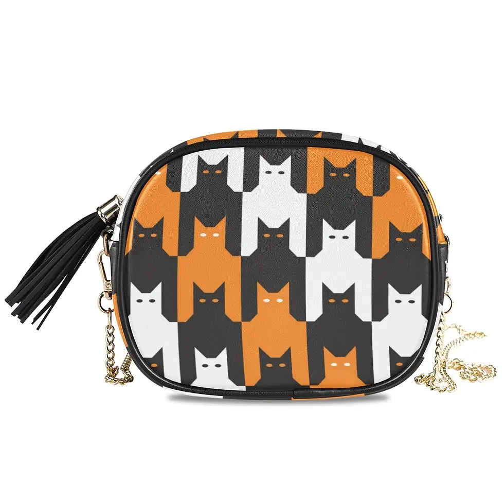 Thumbnail: Cute Cat Print PU Leather Mini Crossbody Bag