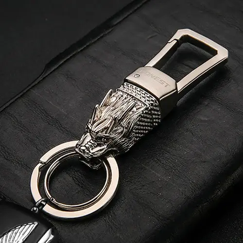 Thumbnail: Luxury Leather Leopard Dragon Keychain