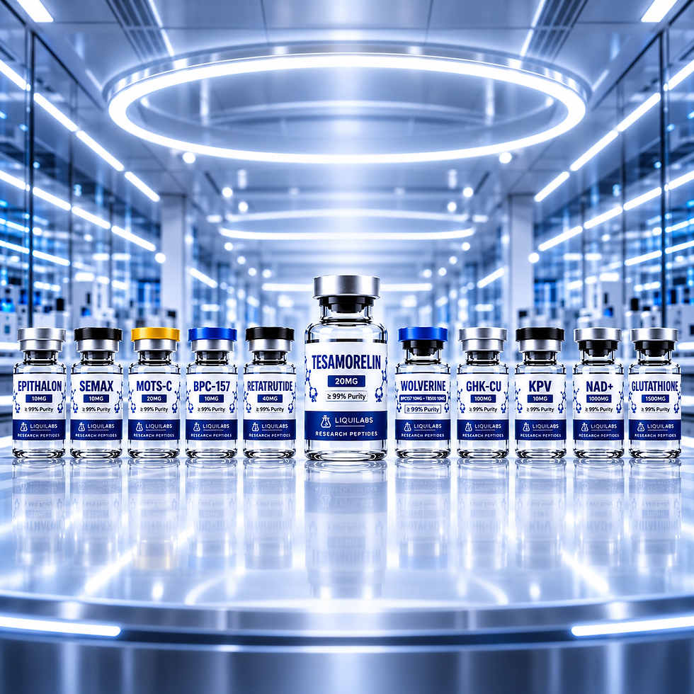 Premium peptide vials research banner