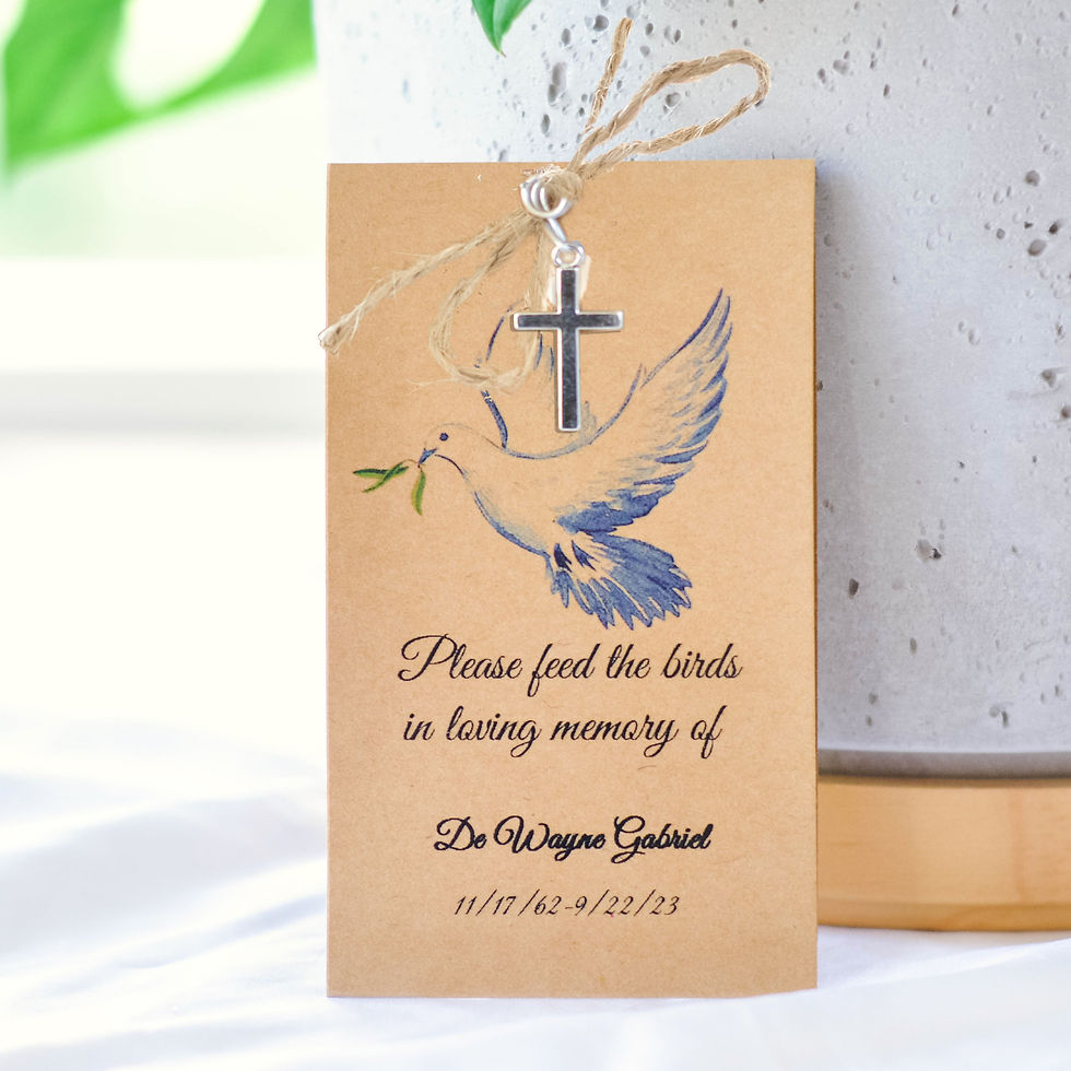 Thumbnail: Dove Funeral Seed Packets, Memorial Bird seed Packets, Personalized Memorial Kee
