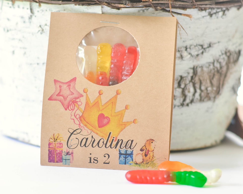 Miniatura: Princess party favor with Albanese gummies or bracelet personalized