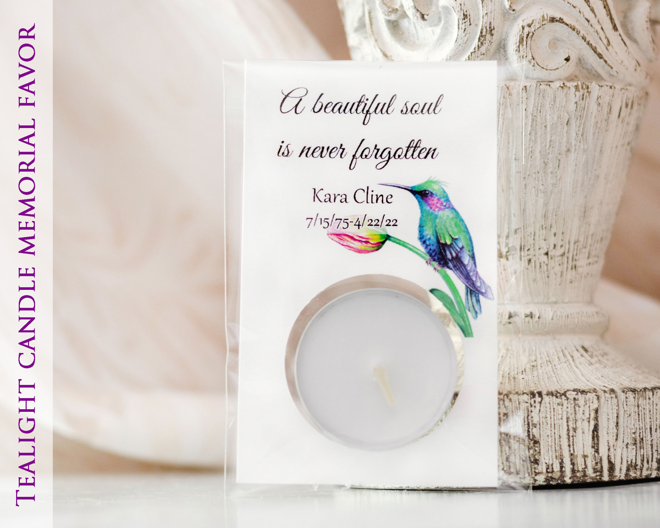 Remembrance Candle Memorial Gifts - Hummingbird Tulip Design