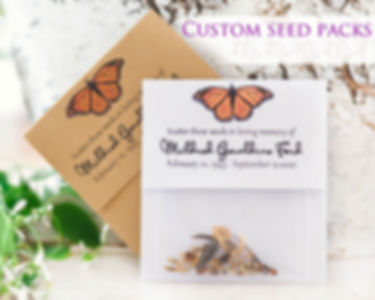 Mini Monarch Butterfly Memorial Seed Packet, Remembrance Seeds