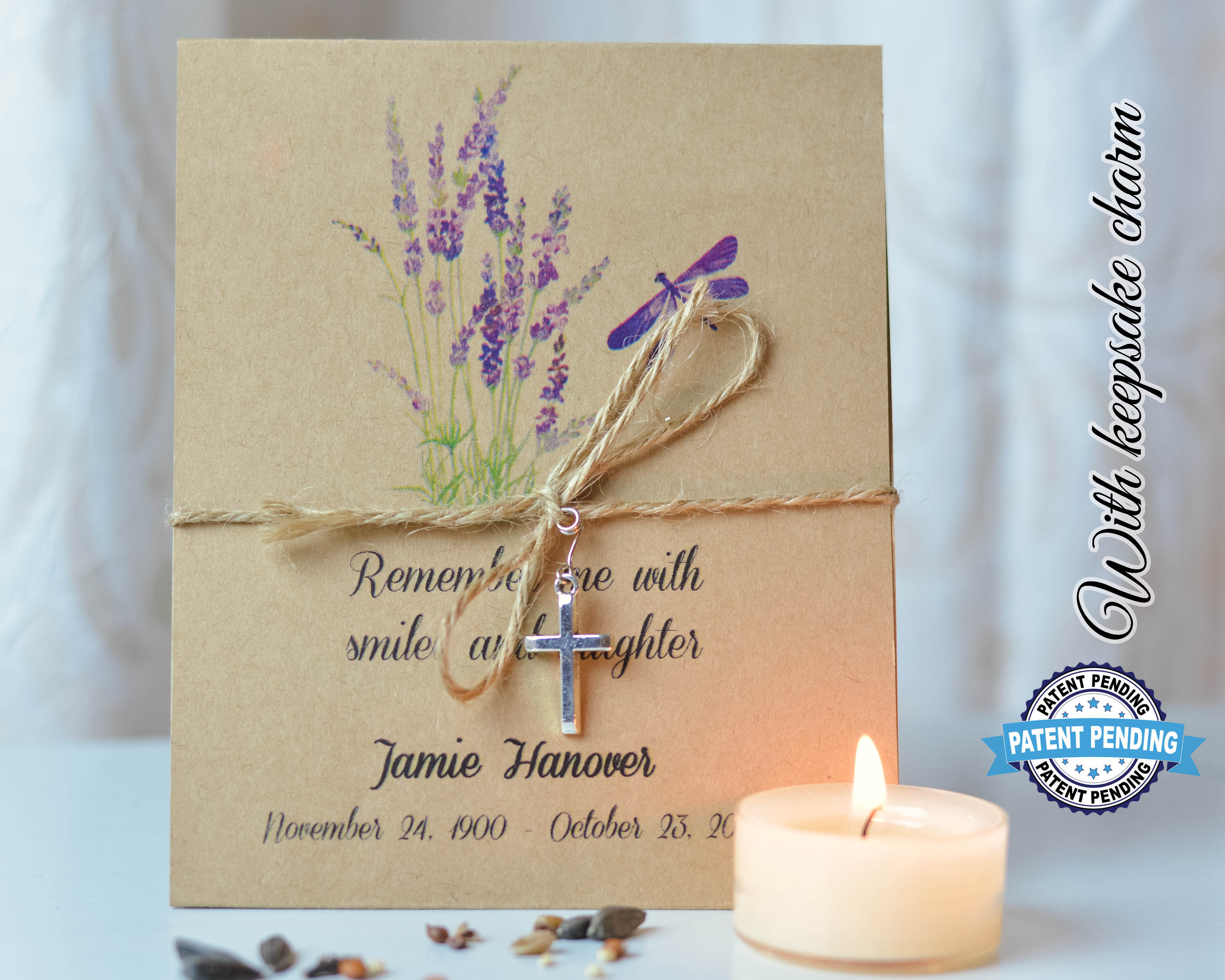 LAVENDER DRAGONFLY FUNERAL FAVOR MEMORIAL SEEDS