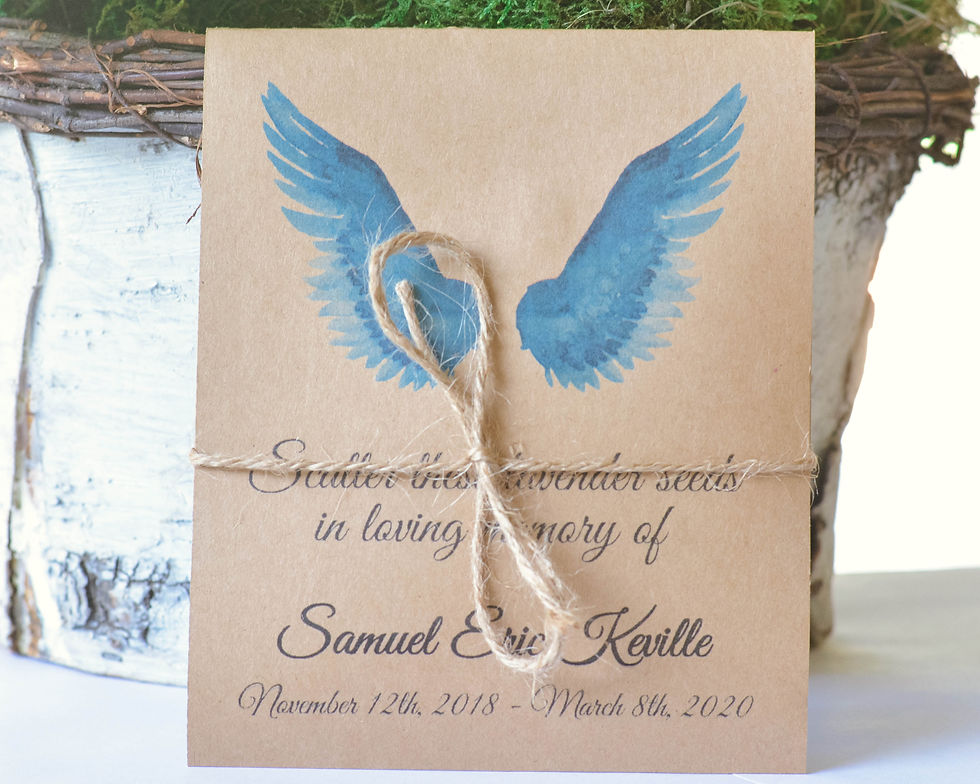 Thumbnail: Angel wings memorial gift wildflower seed packs, funeral favor