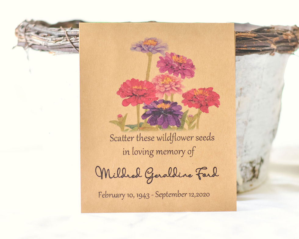 Thumbnail: Zinnia flower design memorial gift, wildflower seed pack, funeral favor