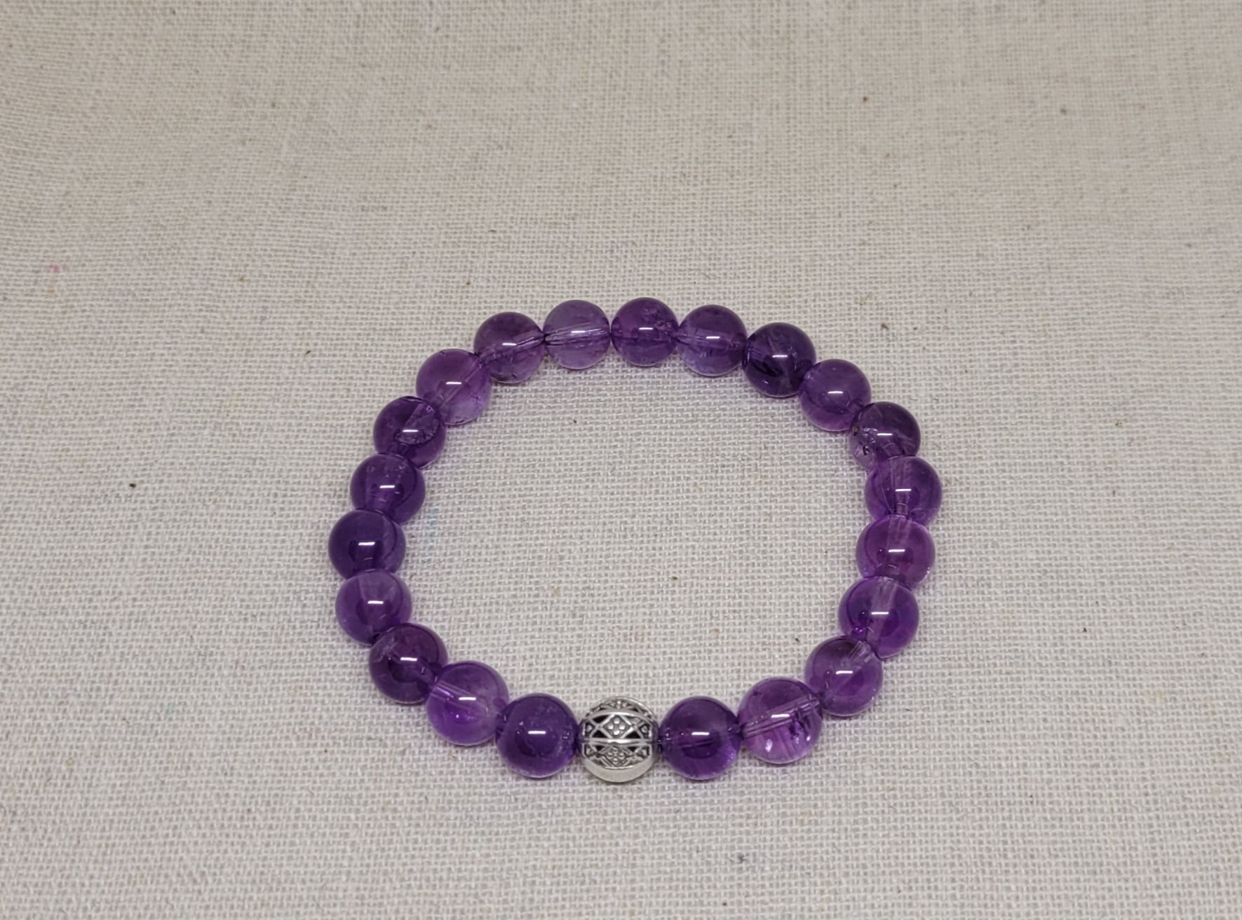 Bracelet Améthyste et perle ciselée