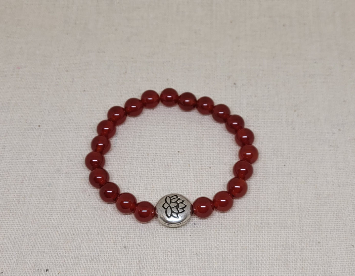 Bracelet Cornaline et perle lotus