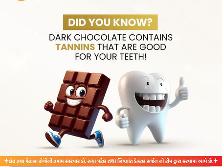 🍫🦷 Did You Know?Dark chocolate contains tannins that are actually good for your teeth! 😲Yes, you can enjoy a bite guilt-free – but don’t forget your regular dental checkups! 😉