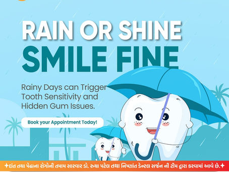 🌧️ Rain or Shine, Keep Your Smile Fine! 😁Monsoon can trigger tooth sensitivity and hidden gum issues – but don't worry, Swaminarayan Dental Clinic has got you covered! 💙