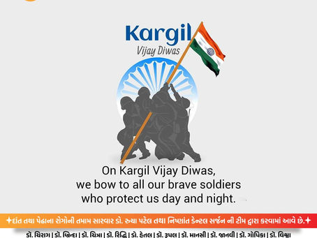 🇮🇳 On this Kargil Vijay Diwas, Swaminarayan Dental Clinic salutes the courage, sacrifice, and bravery of our soldiers who safeguard our nation day and night. 🙏🫡