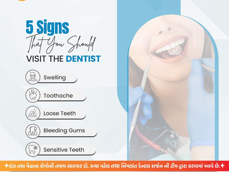 🦷 5 Signs You Shouldn’t Ignore!If you’re experiencing swelling, toothache, loose teeth, bleeding gums, or sensitivity, it’s time to visit a dentist! ⏱️