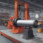 Show a large, hydraulic, multi-stage lift cylinder on a workbench with seals laying on table..jpg
