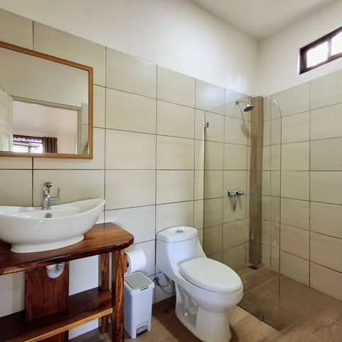 Private bathroom in boutique hotel room in Playa Naranjo Nicoya Peninsula Costa Rica