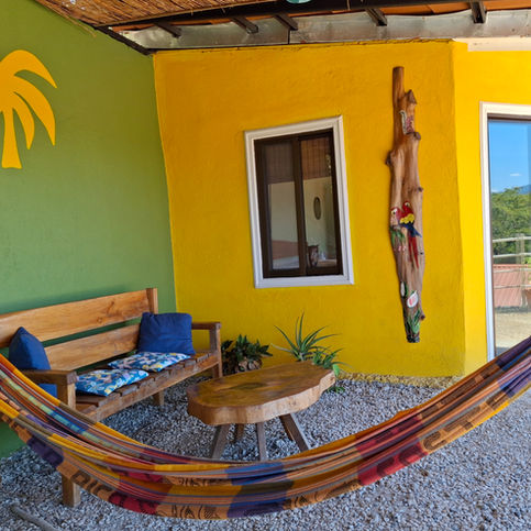 Terrace with hammock at boutique hotel near Playa Naranjo Nicoya Peninsula Costa Rica