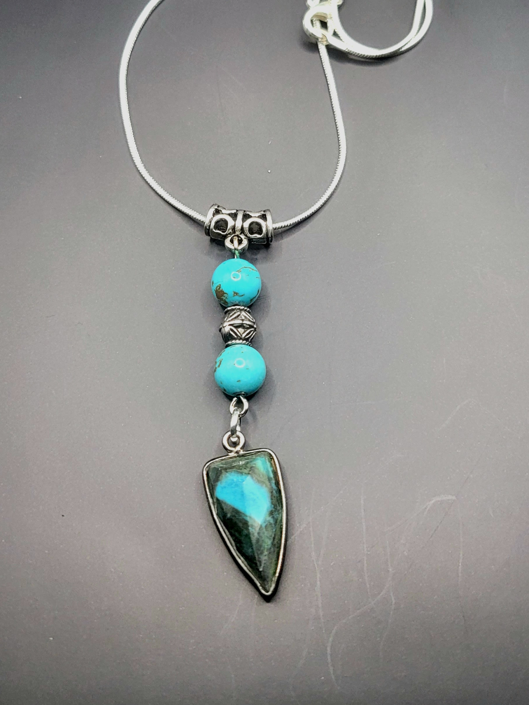 Chrysocolla Faceted Point Pendant Necklace