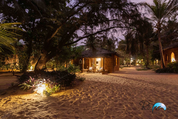 Twilight over beach rooms