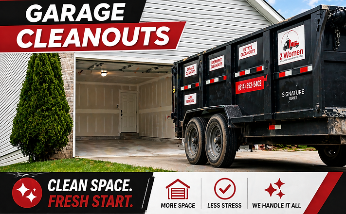 Clean garage after professional garage cleanout service in Columbus Ohio with junk removed and space cleared
