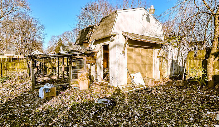 Backyard shed removal and structure demolition in Columbus Ohio by 2 Women With A Pickup Truck And Trailer Too LLC