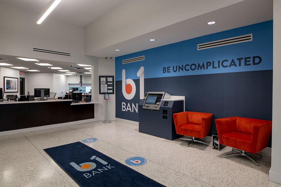 Interior shot of B1 Bank