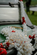 A close up shot of flowers adorning the Dolhi.