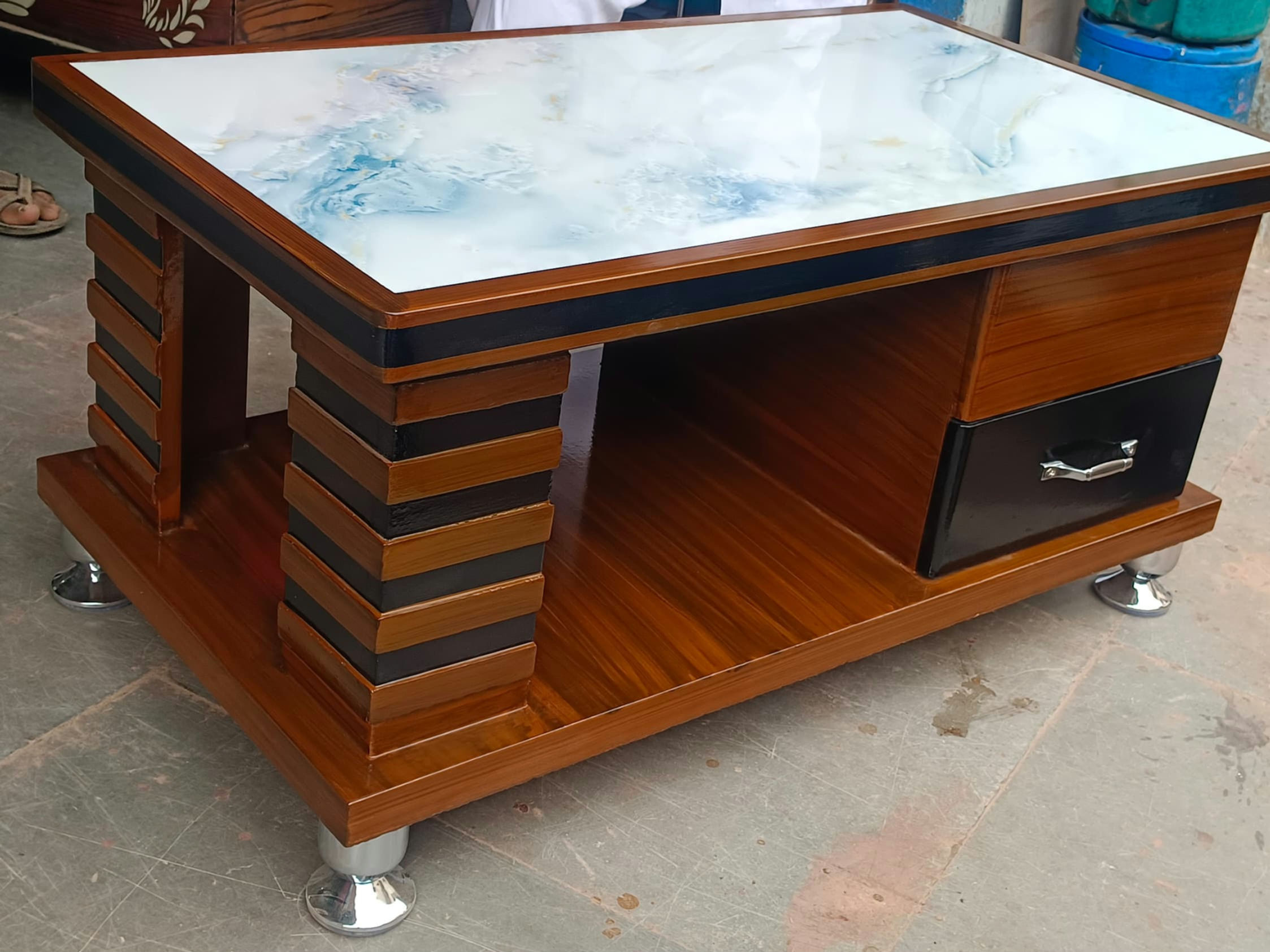 Grey Panel Center Table with Drawer – Madhapur