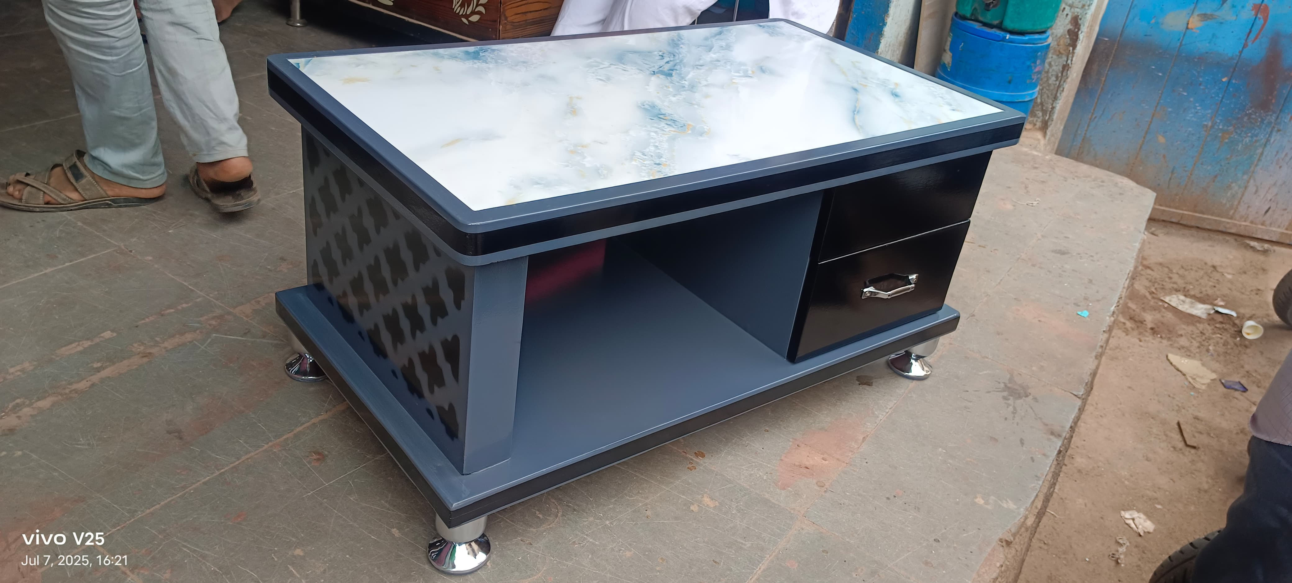 White Top Center Table with Storage – Uppal