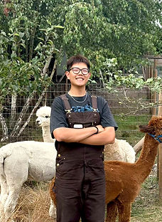 Oliver with woody the alpaca