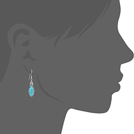 Thumbnail: Turquoise Leaf Shape Sterling Silver Earrings