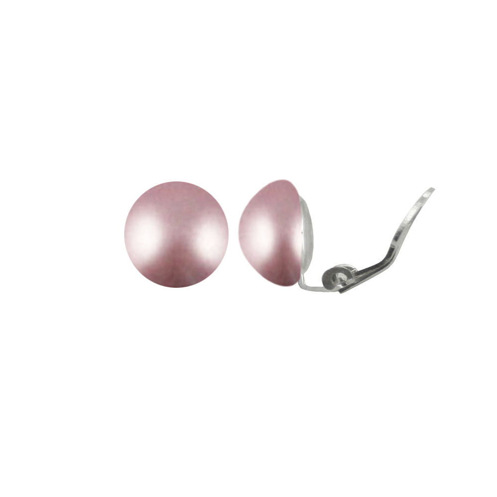 Demie Powder Rose Pink Domed Pearl Sterling Silver Stud Clip On Earrings