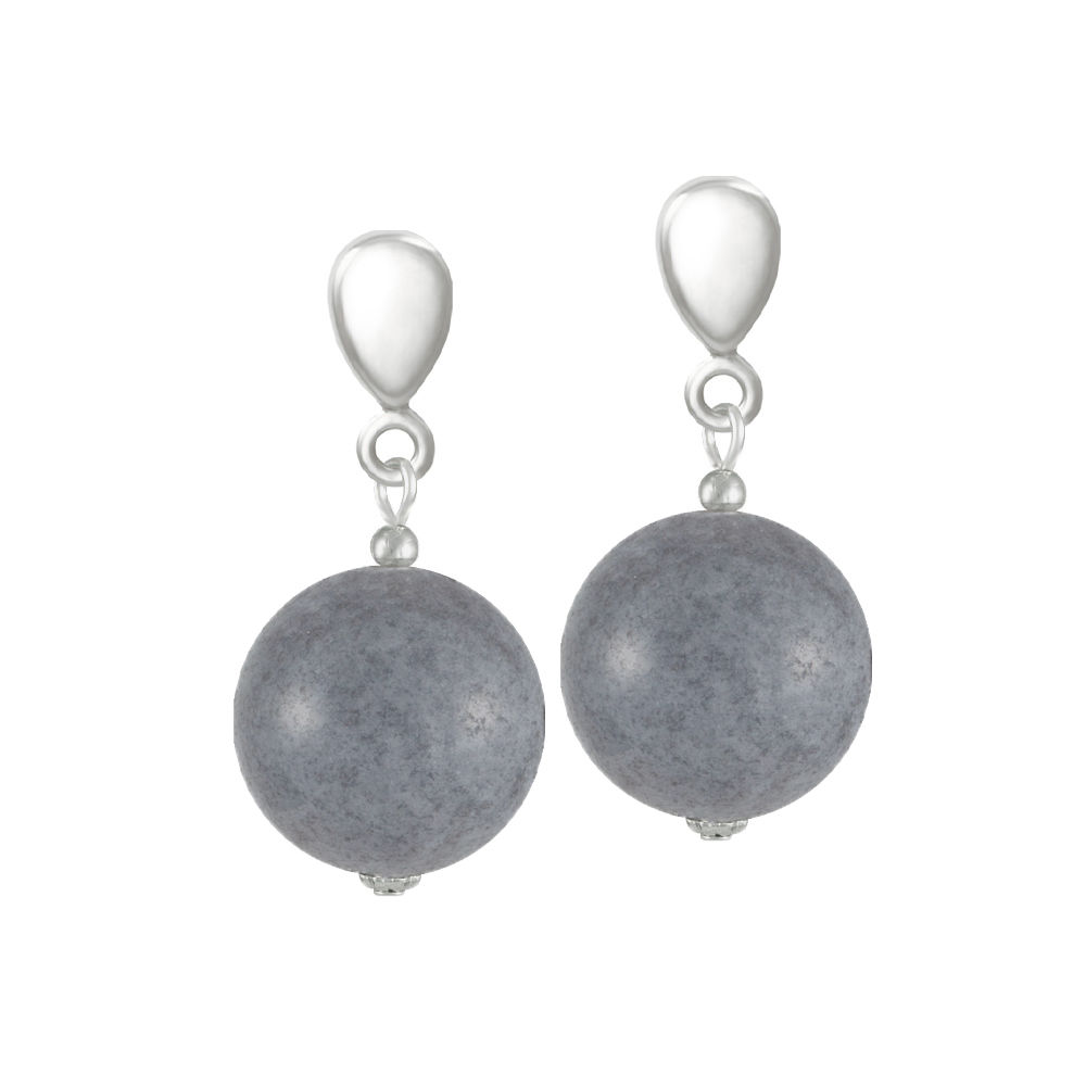 Brazen Grey Mountain Jade Silver Tone Drop Clip On Earrings