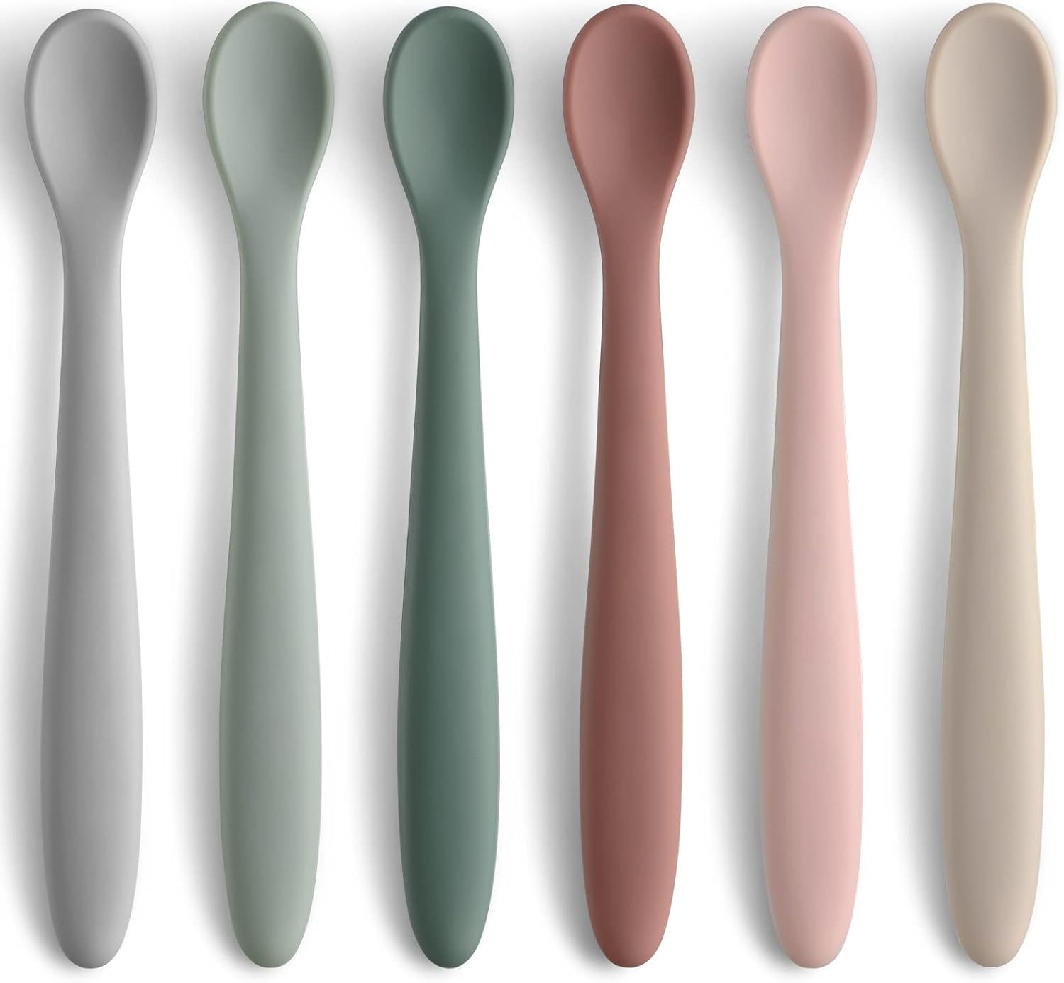 6-Piece Silicone Feeding Spoons for First Stage Baby and Infant, Soft-Tip Easy