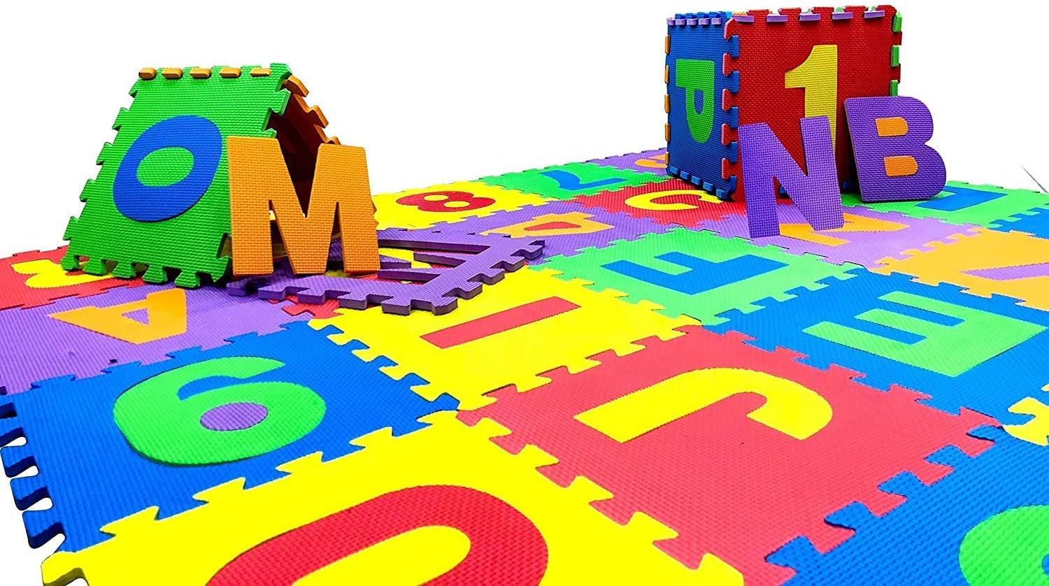 Little fun times Alphabet Play Mat for Baby Large 60 Pieces 12inch. Total 71.5x