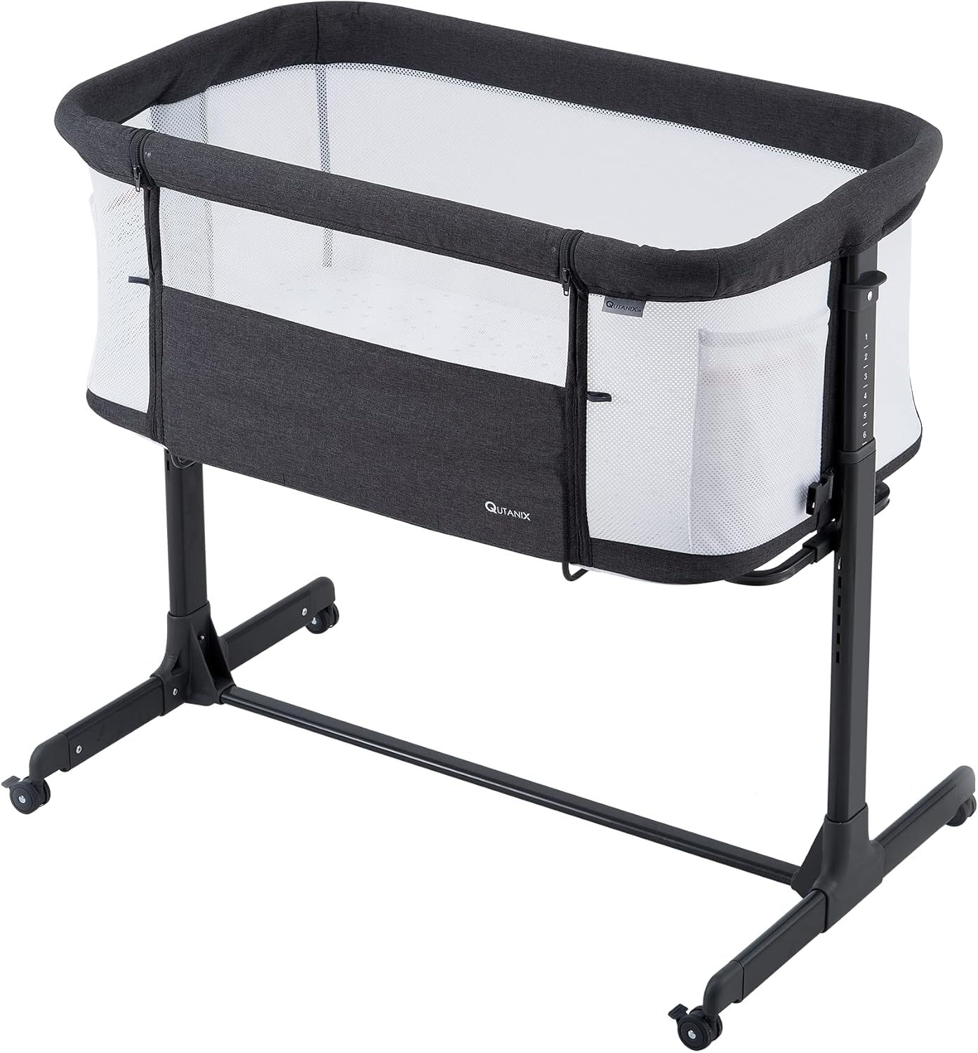 Baby Bassinet Bedside Sleeper with Wheels,Easy Folding Lightweight Crib for Bab