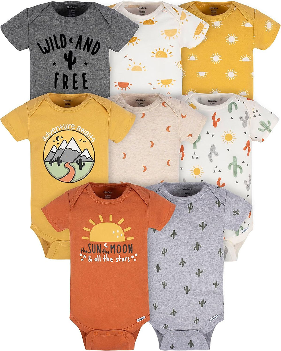 Thumbnail: Gerber Baby 8-Pack Short Sleeve Onesie Bodysuits