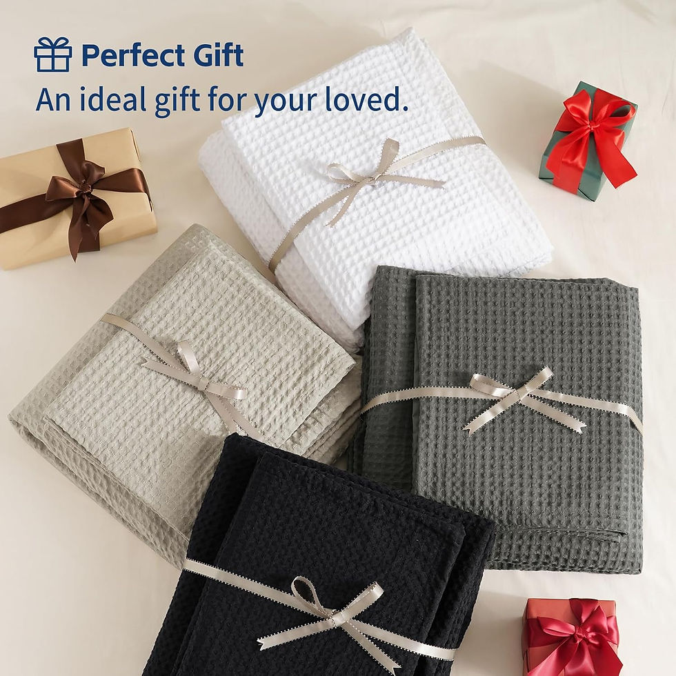 Thumbnail: David's Home Waffle Weave Duvet Cover Set King Size,Soft Breathable 3pcs Comfor