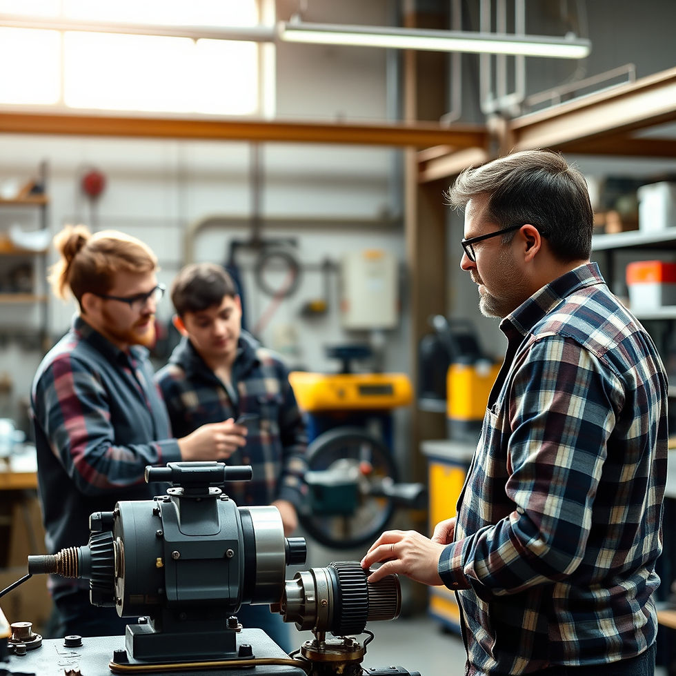 A beautiful picture of a mechanical engineering lecturer teaching students in the engineer
